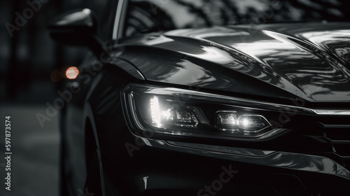 the headlights of a black car on the street stock photo © Volodymyr Skurtul