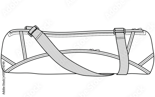 long handled shoulder snow board bag flat sketch vector illustration technical cad drawing template