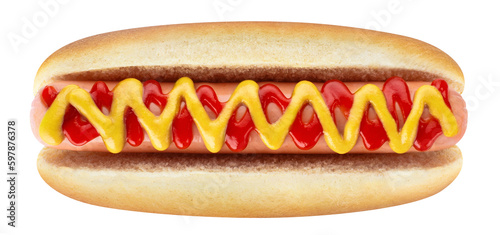Schilderij op canvas Delicious hot dog cut out