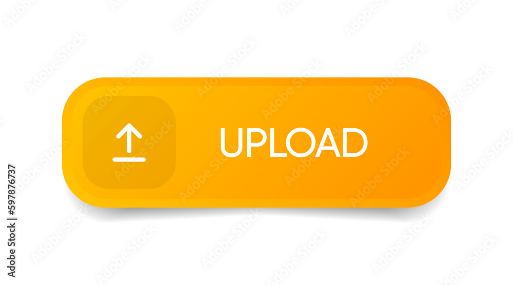 3D upload download button icon. Upload icon. Down arrow bottom side symbol. Click here button. Save cloud icon push button for UI UX, website, mobile application.