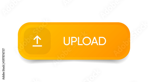 3D upload download button icon. Upload icon. Down arrow bottom side symbol. Click here button. Save cloud icon push button for UI UX, website, mobile application.