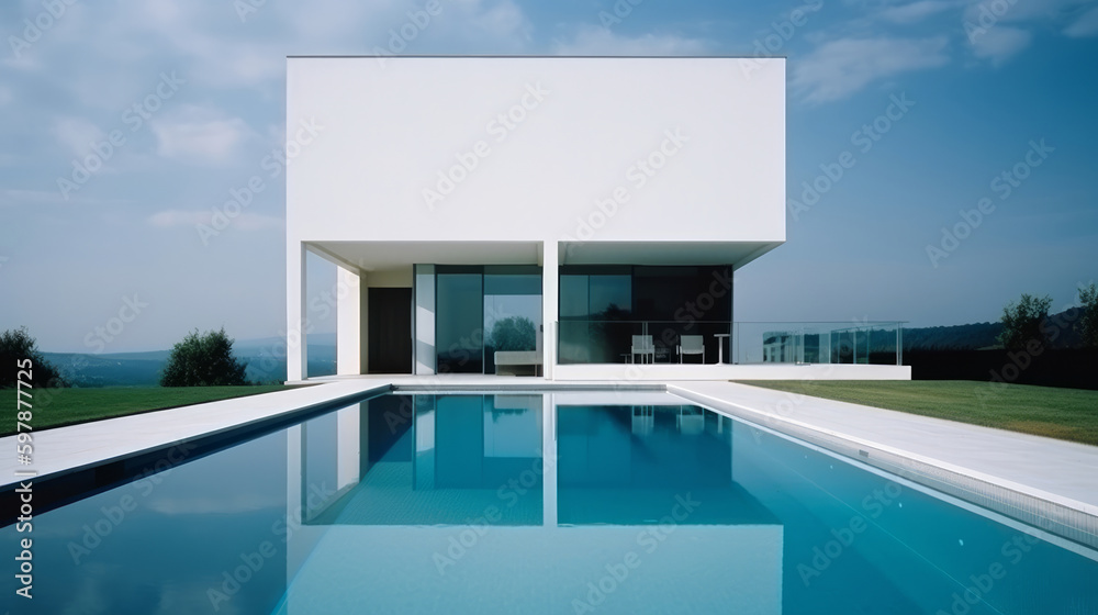 Fototapeta premium Modern villa. Illustration AI Generative.