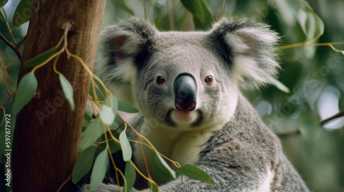 Koala natural background. Illustration AI Generative.