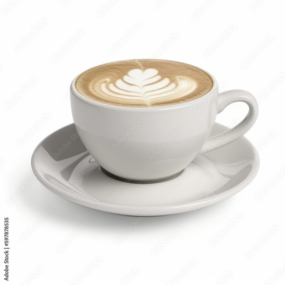 Cappuccino coffee cup isolated. Illustration AI Generative. Cappuccino coffee cup isolated. Illustration AI Generative.