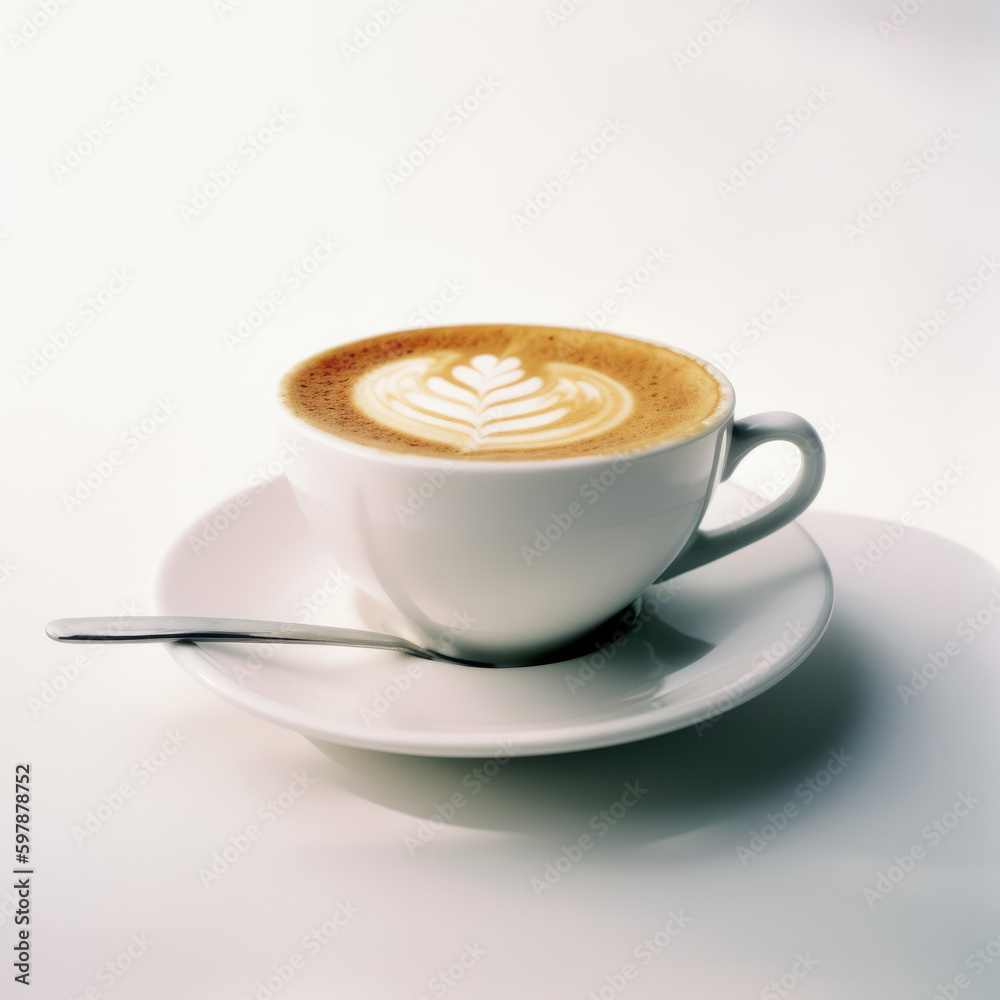 Cappuccino coffee cup isolated. Illustration AI Generative. Cappuccino coffee cup isolated. Illustration AI Generative.