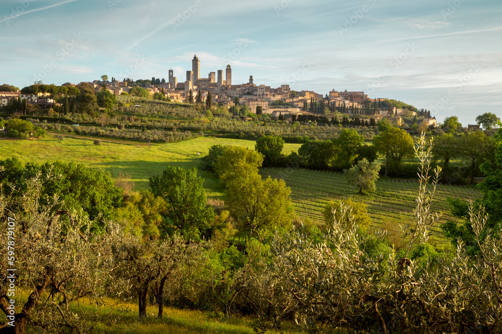 Panorama of San Gimignano town in Tuscany, Italy