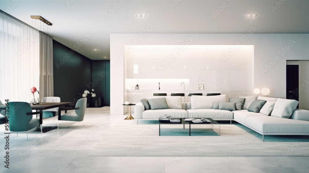 Interior design with sofa. Illustration AI Generative Interior design with sofa. Illustration AI Generative
