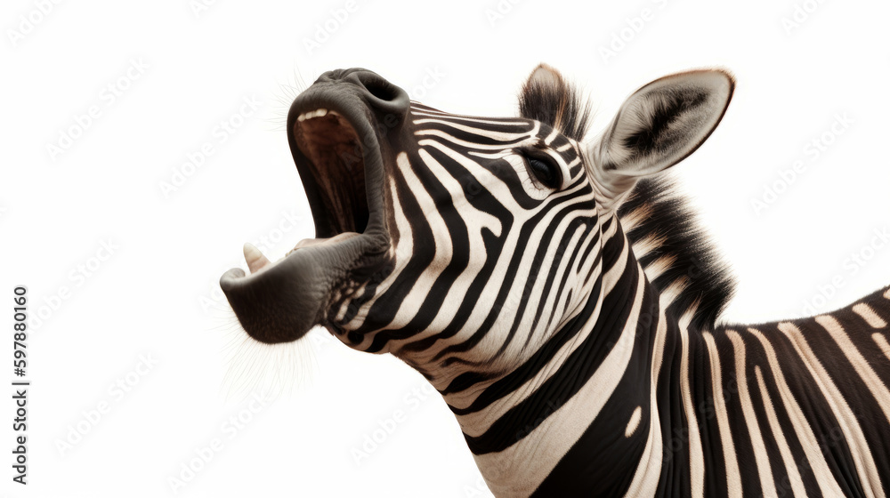 Funny Zebra on white background. Illustration AI Generative. Funny Zebra on white background. Illustration AI Generative.