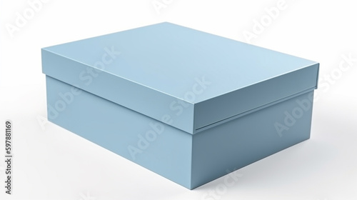 A blue blank box mockup isolated in white studio background, Generative AI