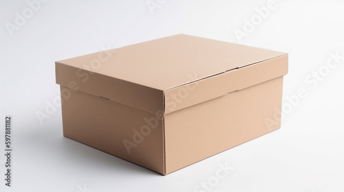 Brown Blank cardboard box mockup on white background, Generative AI © Mr. Muzammil