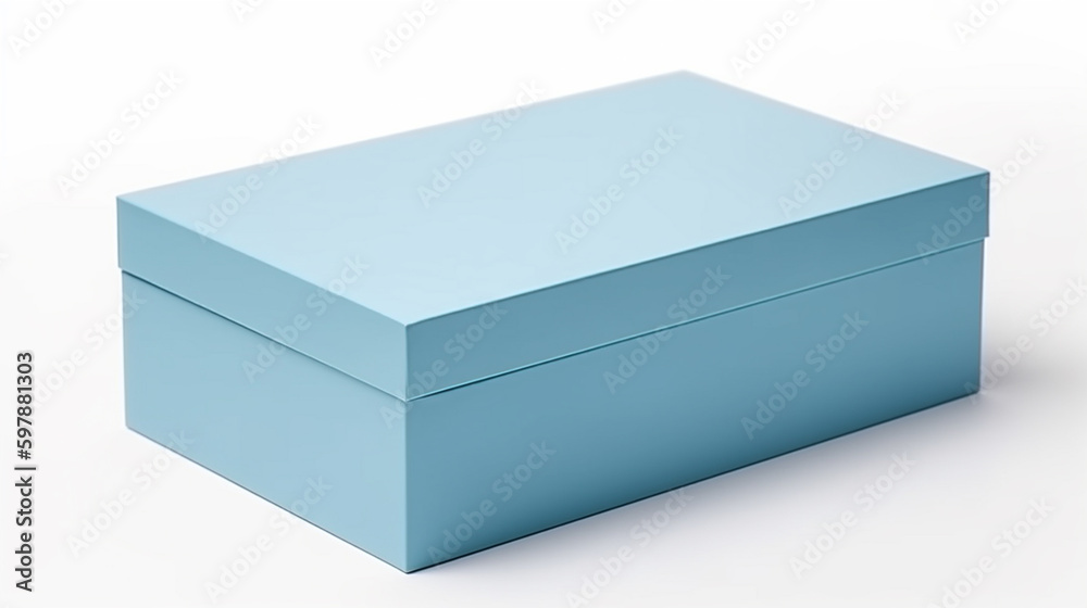 A blue blank box mockup isolated in white studio background, Generative AI A blue blank box mockup isolated in white studio background, Generative AI
