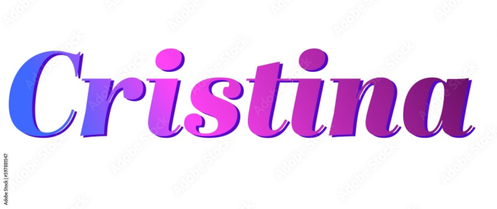 Cristina - pink and blue color - female name - ideal for websites, emails, presentations, greetings, banners, cards, books, t-shirt, sweatshirt, prints

