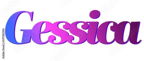 Gessica - blue and pink color - female name - ideal for websites, emails, presentations, greetings, banners, cards, books, t-shirt, sweatshirt, prints	
