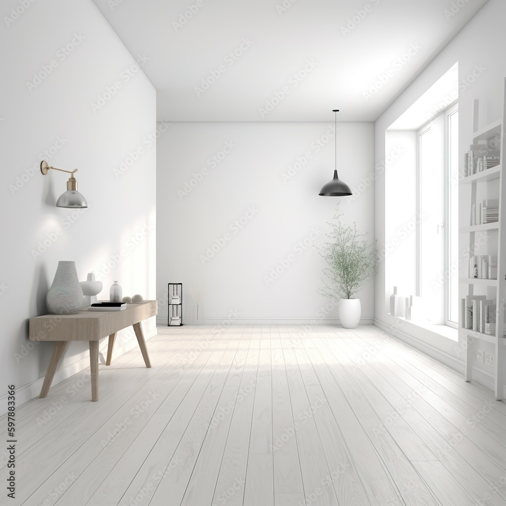 Fototapeta premium empty room with windows. generative ai