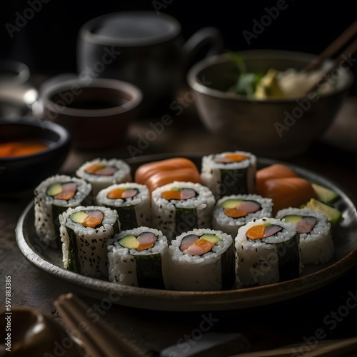 A plate of delicious sushi rolls