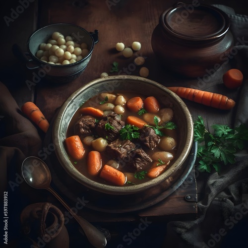 A Rustic and Hearty Plate of Beef Stew