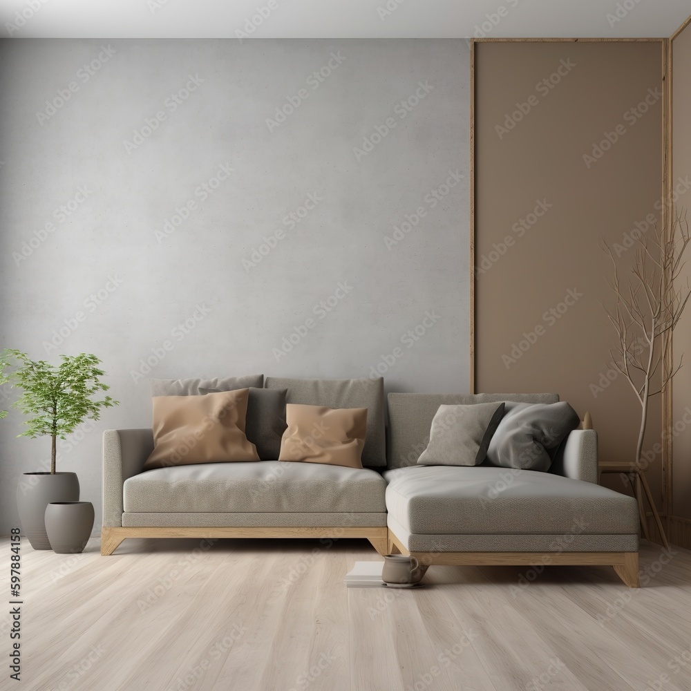 modern living room with sofa. generative ai modern living room with sofa. generative ai