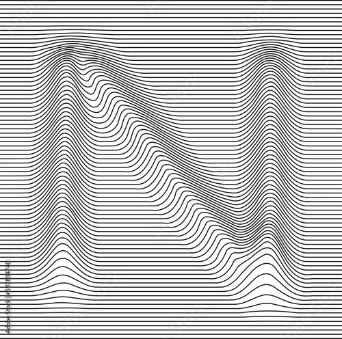 letter alphabet illusion with lines waves
