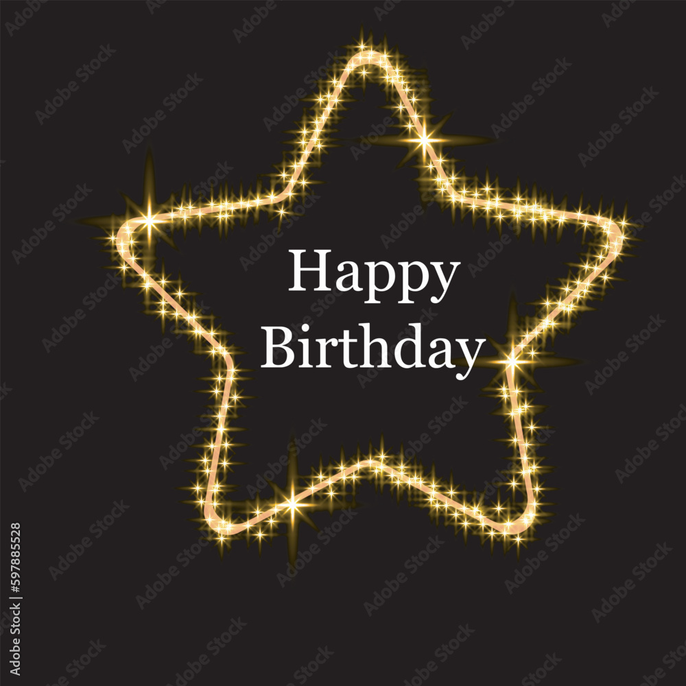 Fototapeta premium Gold star Happy birthday