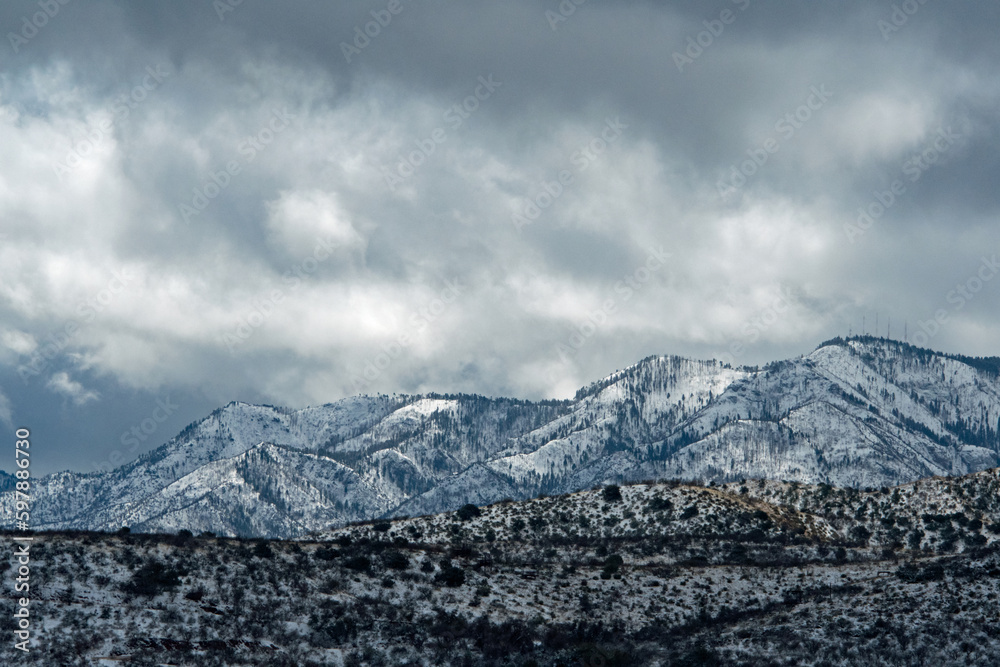 Fresh snow on the Santa Catalina Mountains in Arizona