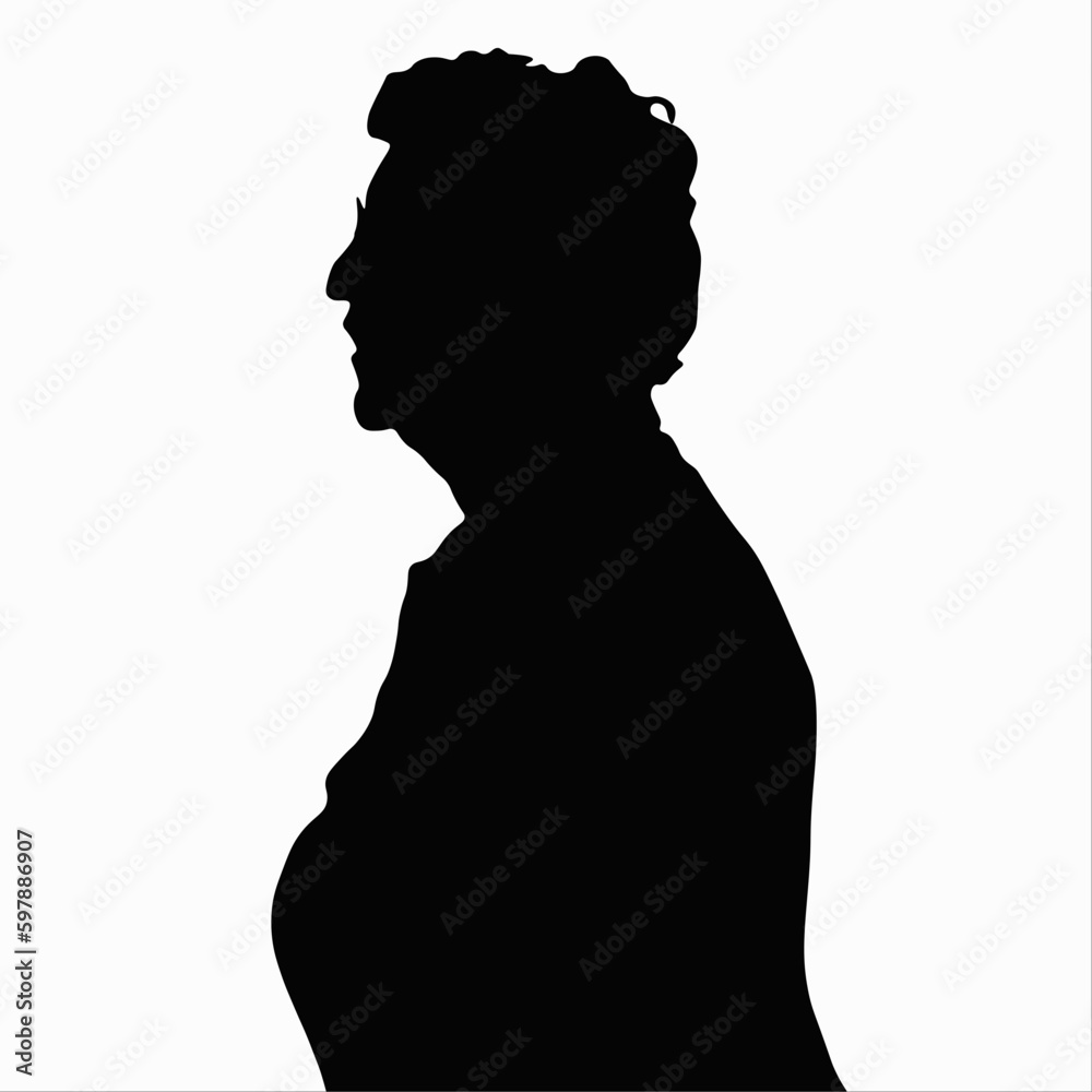 silhouette of woman grandmother pensioner black silhouette of an elderly woman on a white background vector