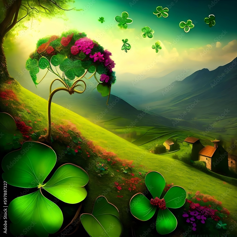 tree, nature, landscape, spring, summer, flower, vector, leaf, sky ...