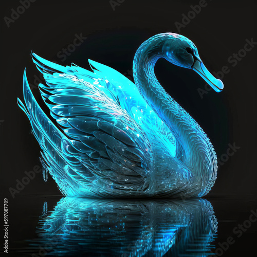 Fototapeta Naklejka Na Ścianę i Meble -  closeup view of an isolated crystal swan