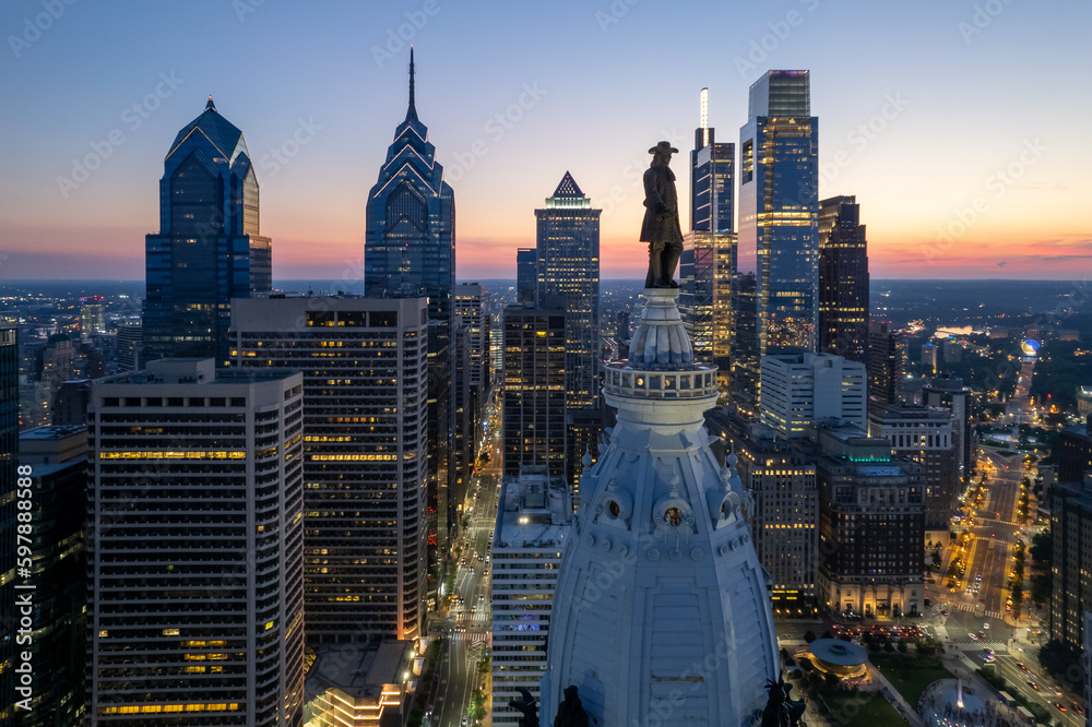 Philadelphia City Skyline Sunset