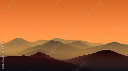Mountain twilight view digital art. Generative AI.