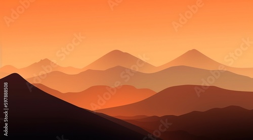 Mountain twilight view digital art. Generative AI.