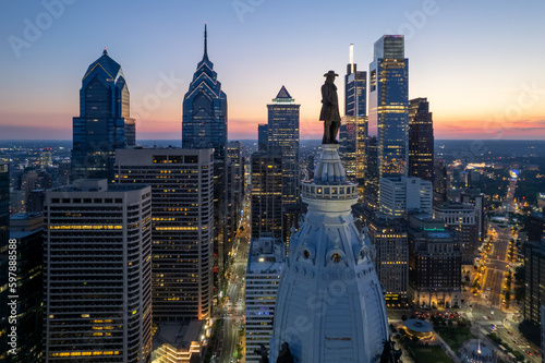 Obraz na plátně Philadelphia City Skyline Sunset