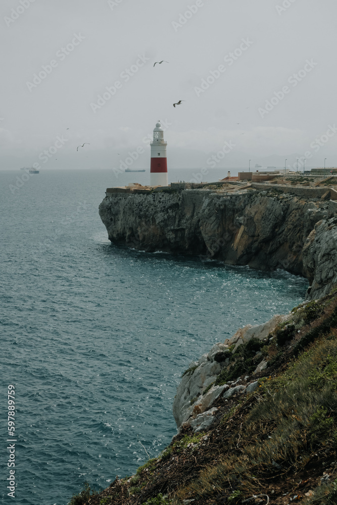 Point Europa, Lighthouse on Rocky Cliff, Gibraltar