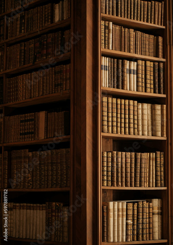 Classic bookshelf in natural light