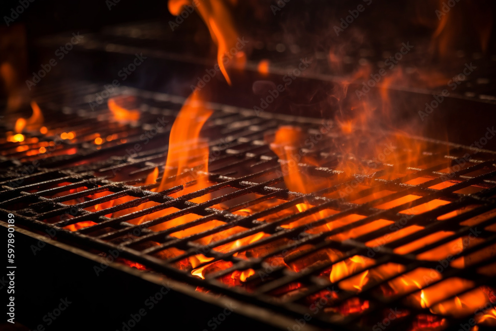Glowing embers in the grill  Generative AI