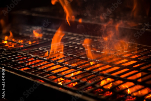 Glowing embers in the grill Generative AI