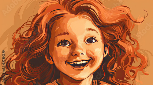 illustration of a happy kid. Generative AI