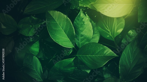 Green leaves background. Generative AI.