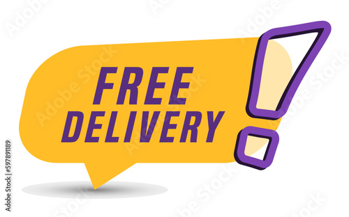 Colorful vector flat design banner free delivery. This sign is well adapted for web design.
