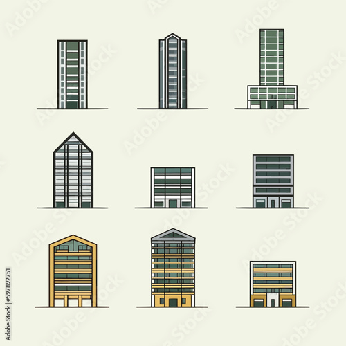 Skyscrapers set vector illustration isolated on white