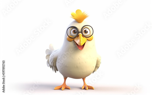 Chicken. Happy hen cartoon, friendly and inviting. Ideal for farm-themed and educational content. © Liana