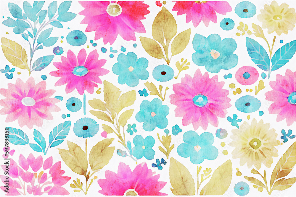 custom made wallpaper toronto digitalWatercolor Various Flower Wedding Illustrations Beautiful