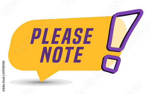 Colorful vector flat design banner please note. This sign is well adapted for web design.
