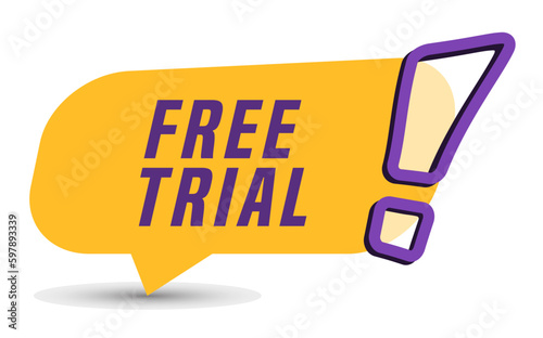 Colorful vector flat design banner free trial. This sign is well adapted for web design.