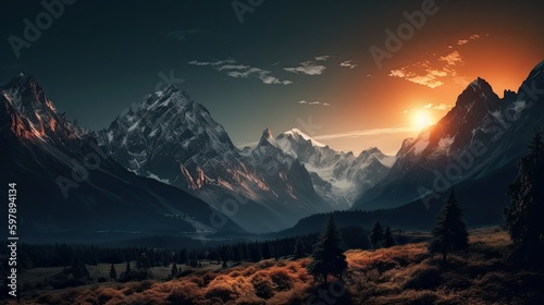 Mountain wallpaper created with generative AI technology