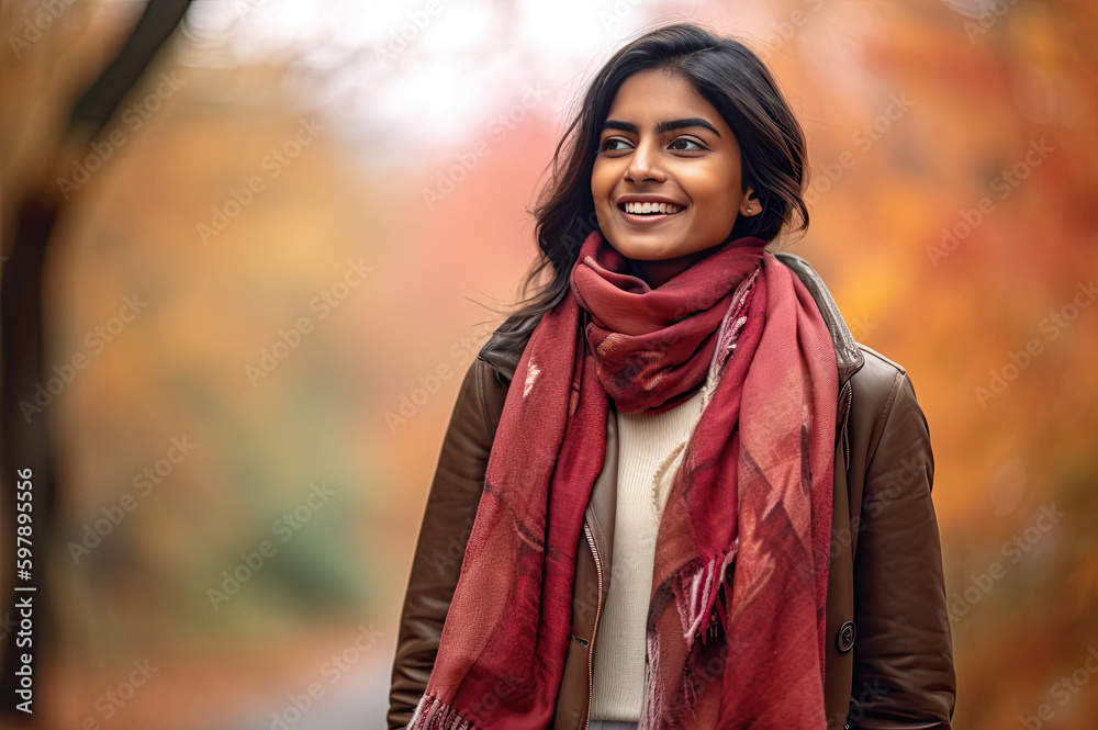 Woman in the park in autumn created with Generative AI technology Woman in the park in autumn created with Generative AI technology