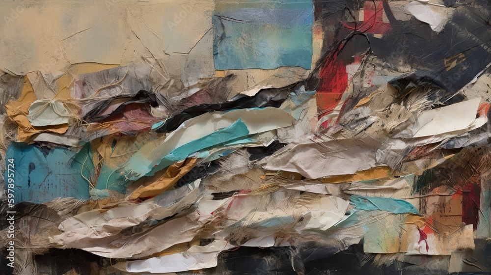 A mixed media artwork with layers of melted wax, ink, and oil pastel, resulting in a vibrant and textured abstract background - Generative Ai A mixed media artwork with layers of melted wax, ink, and oil pastel, resulting in a vibrant and textured abstract background - Generative Ai
