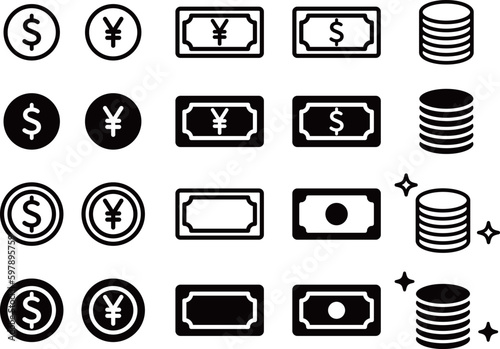 お金のアイコンのセット