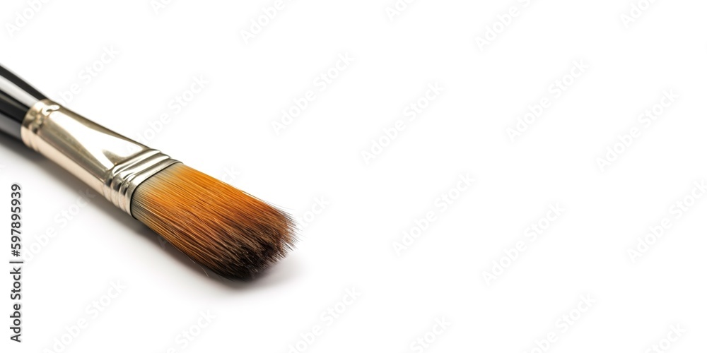 An Art Paint Brush on White Background and Space for Text, Mockup Illustration with Generative AI An Art Paint Brush on White Background and Space for Text, Mockup Illustration with Generative AI
