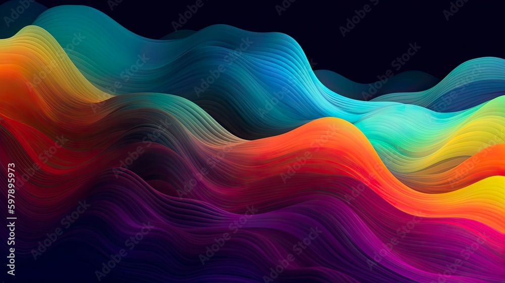 Abstract waves glowing colors, desktop background - Generative Ai Abstract waves glowing colors, desktop background - Generative Ai