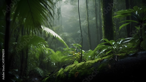 Jungle path through the rainforest